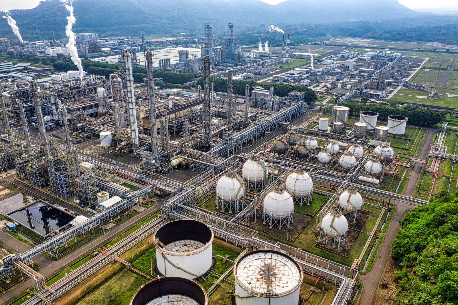 Aerial view of an industrial estate in Banten, Indonesia
